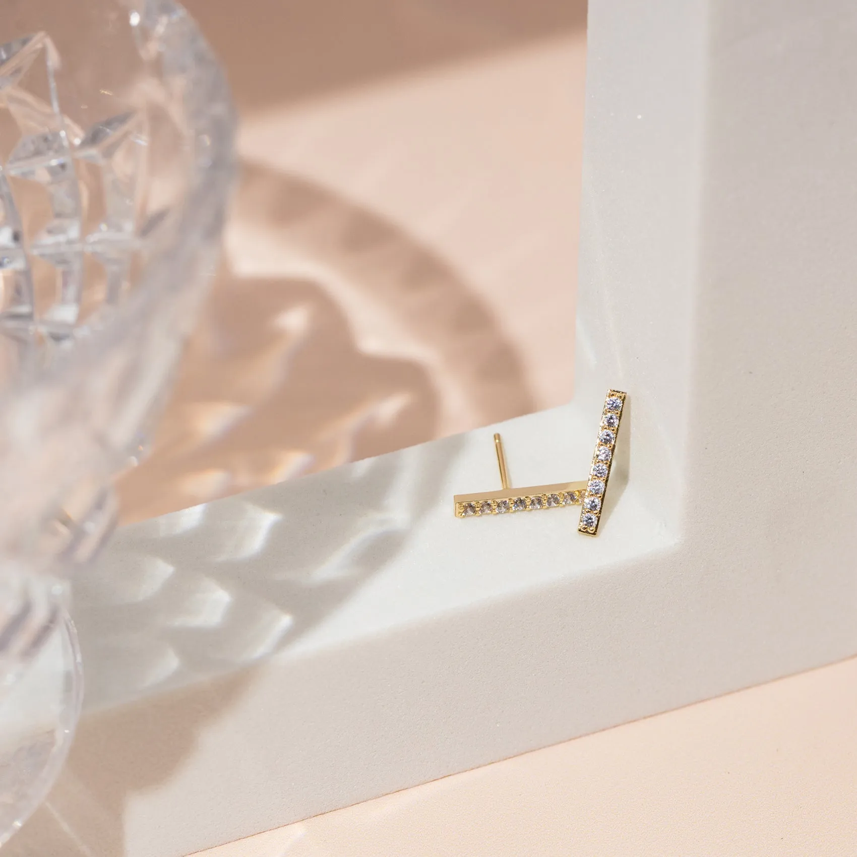 Cubic Zirconia Bar Studs
