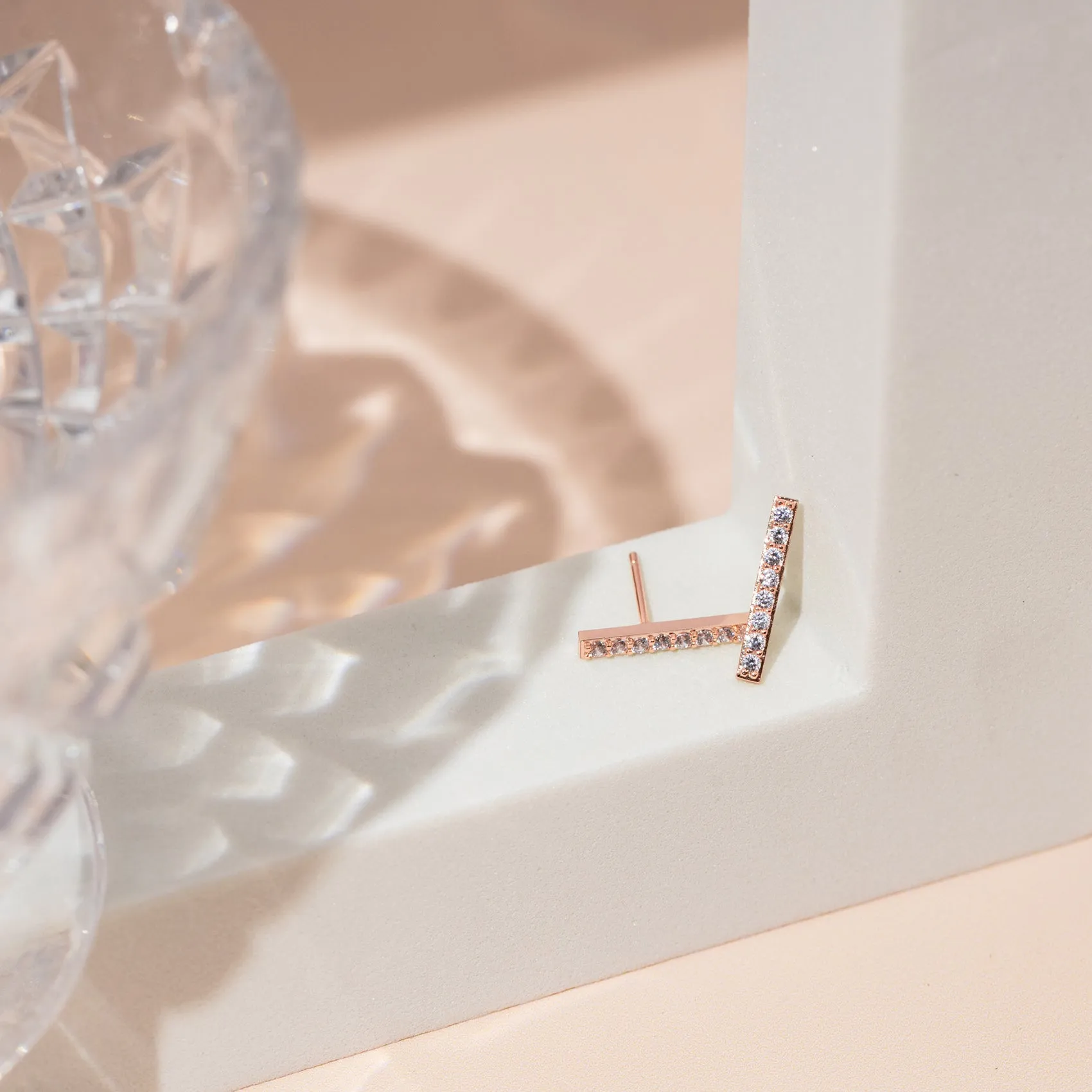 Cubic Zirconia Bar Studs