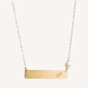 Customized Name Plate Bar Necklace and Birthstone