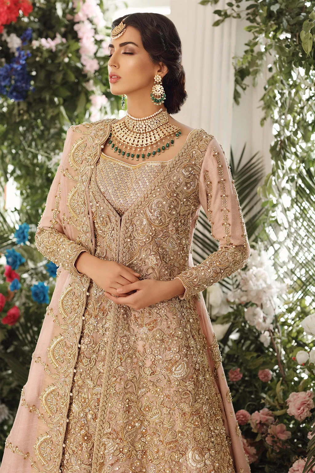 Deep Golden Frock Lehenga for Pakistani Wedding Dresses