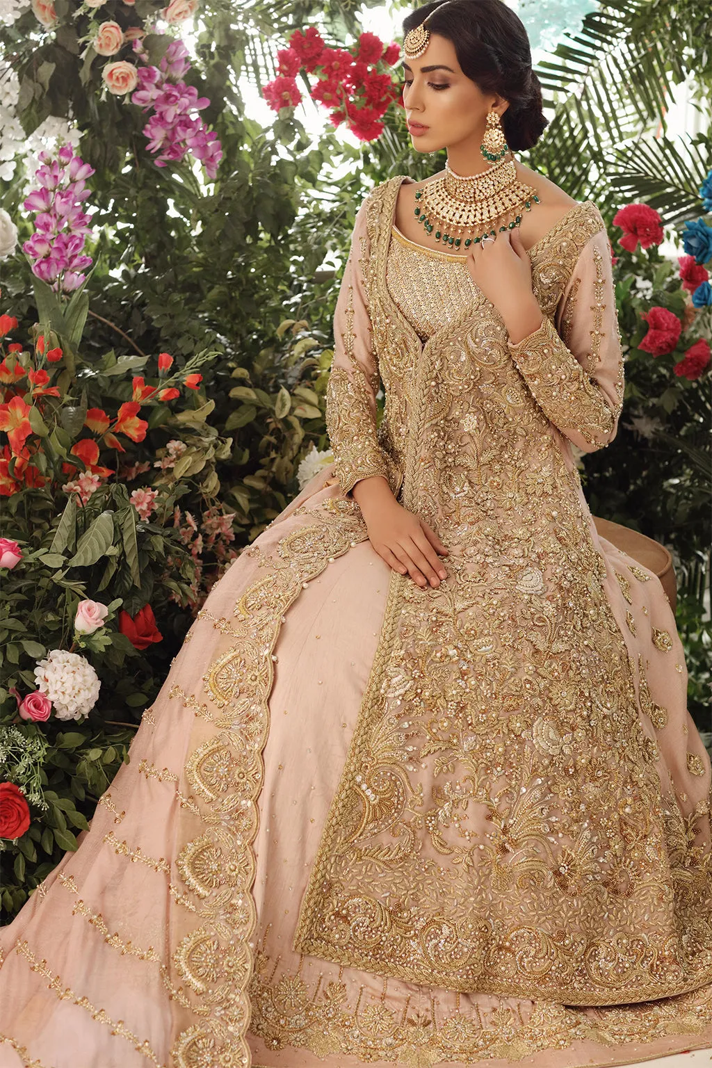 Deep Golden Frock Lehenga for Pakistani Wedding Dresses