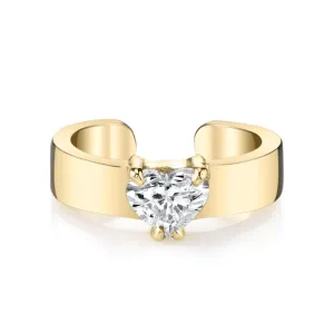 Diamond Heart Ear Cuff in Yellow Gold