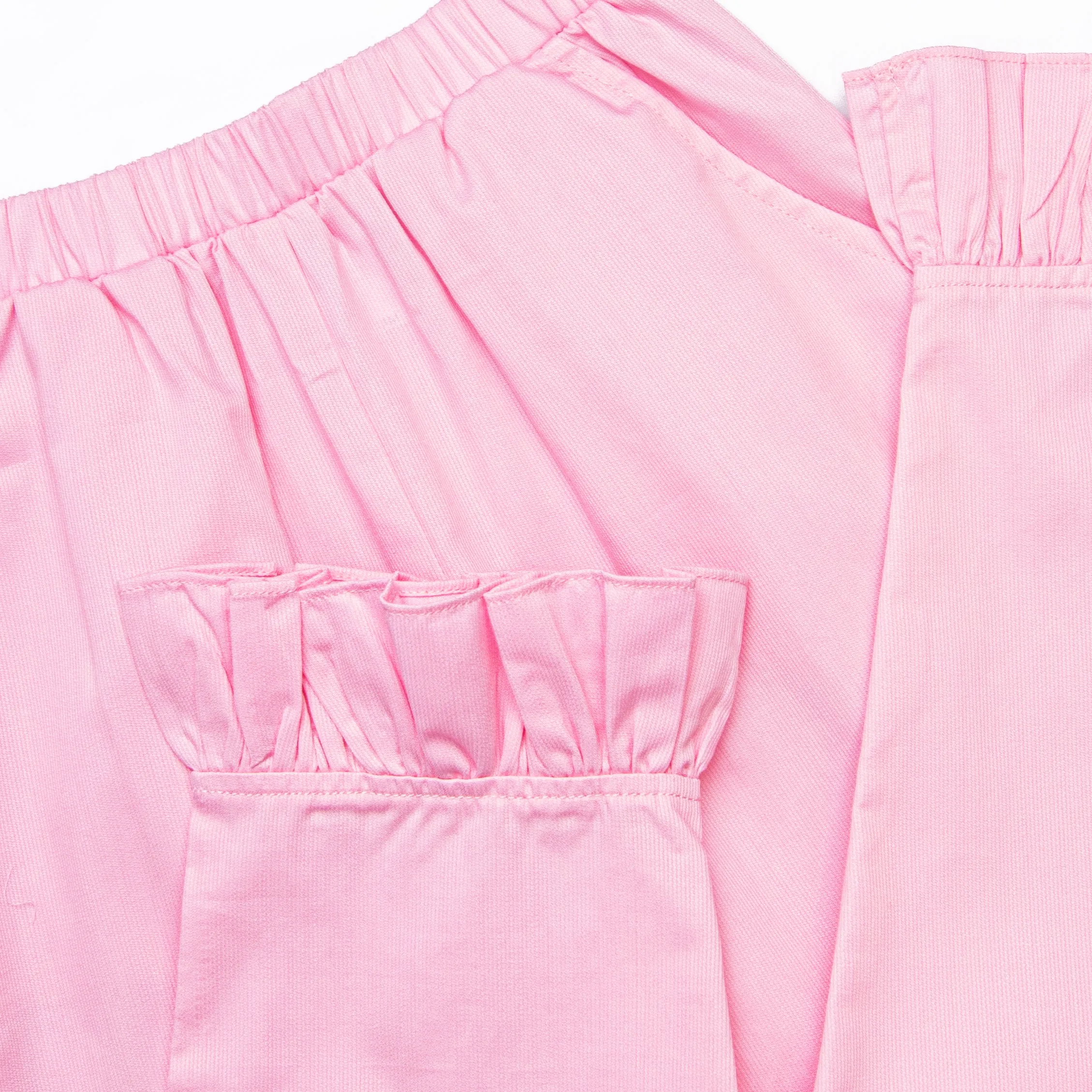Dots and Decorations Smocked Ruffle Pant Set, Pink