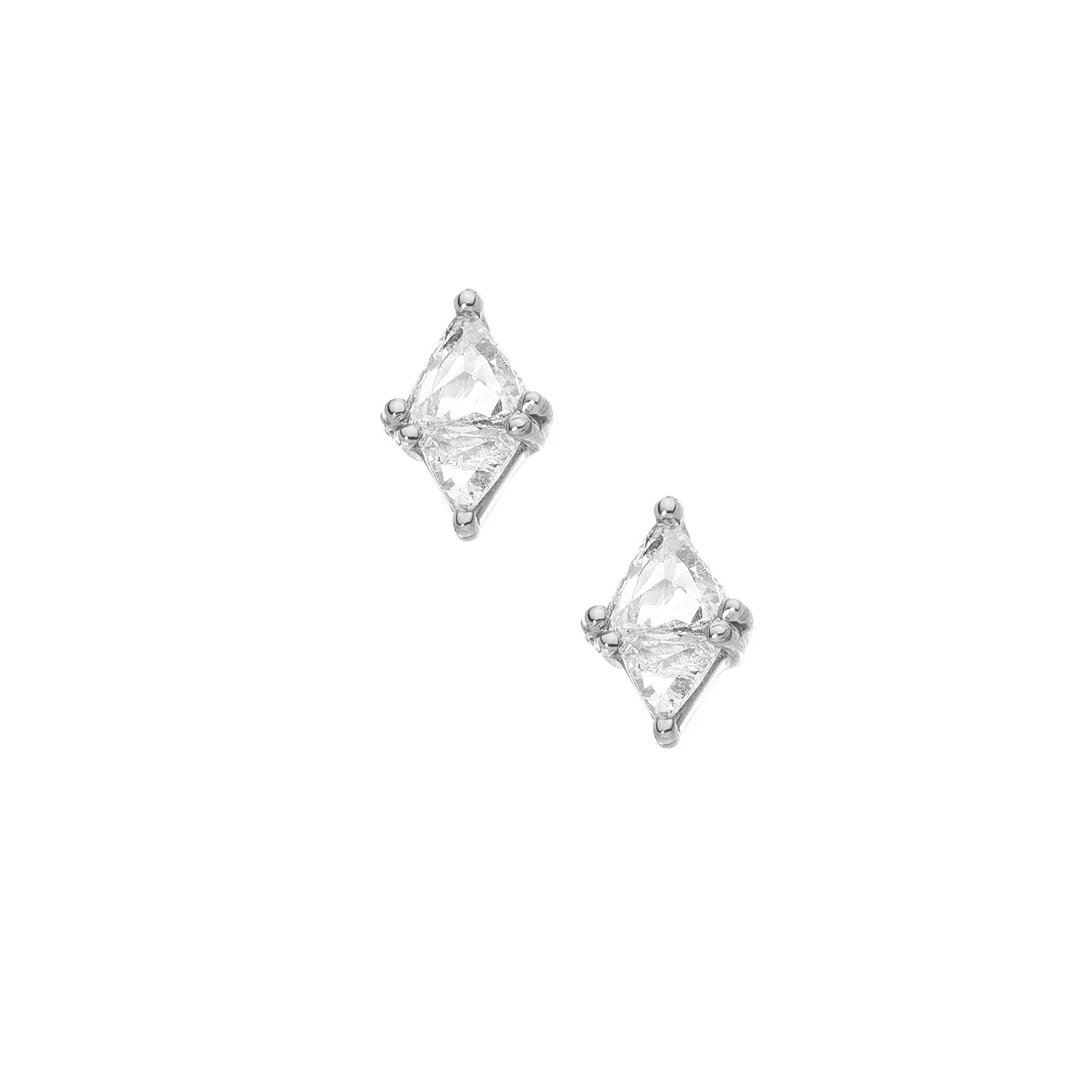 Duet Trillion White Diamond Stud Earrings