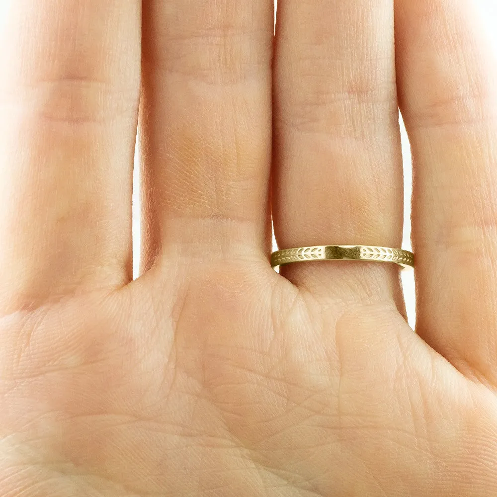 Eco Friendly Chevron Wedding Band, 14K Yellow Gold