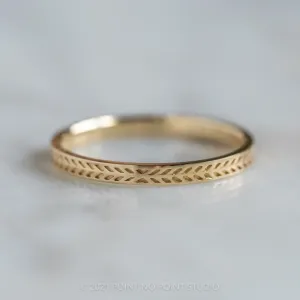 Eco Friendly Chevron Wedding Band, 14K Yellow Gold