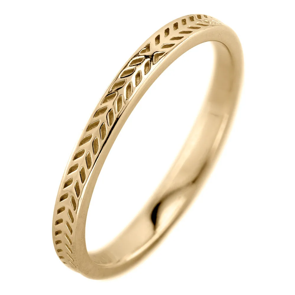 Eco Friendly Chevron Wedding Band, 14K Yellow Gold