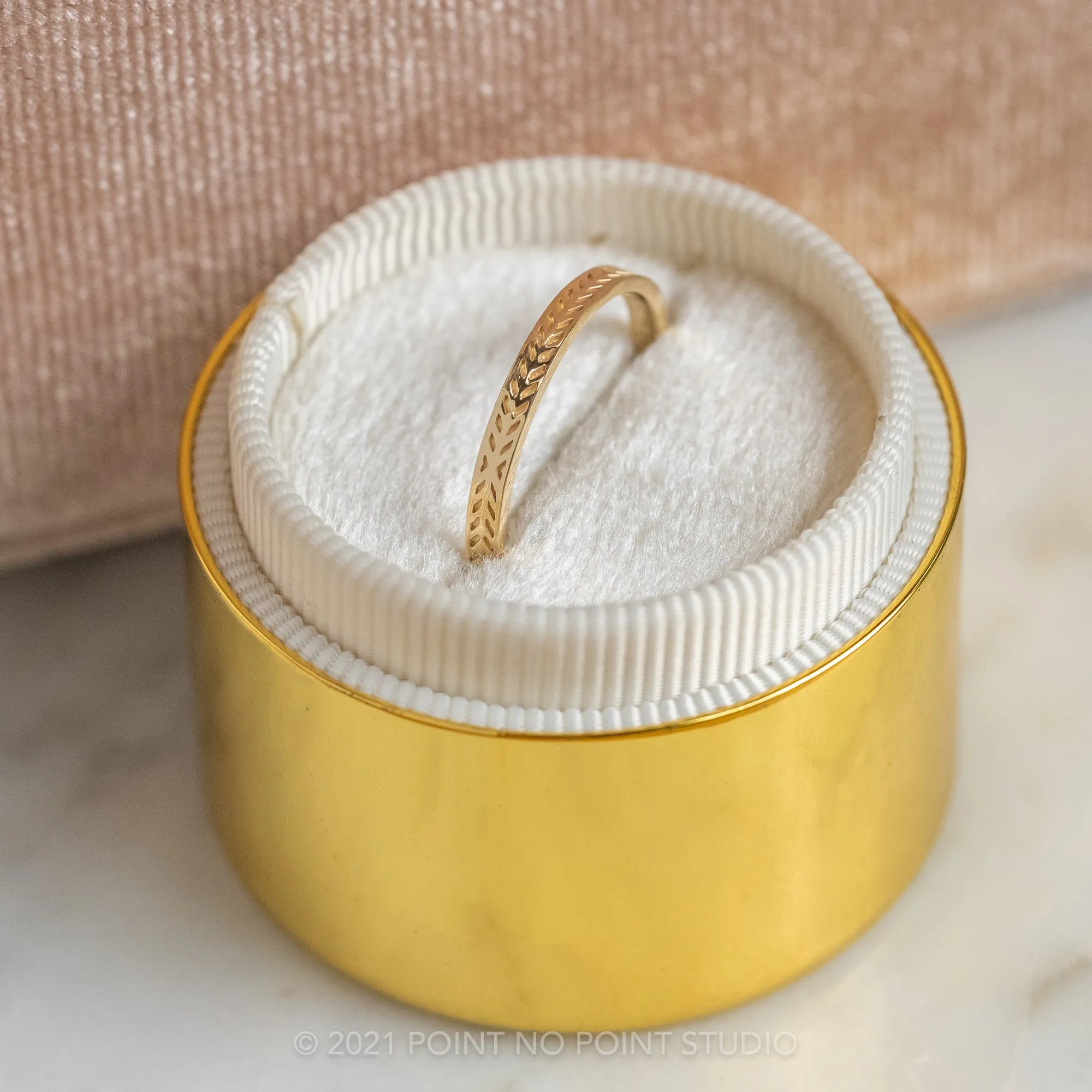 Eco Friendly Chevron Wedding Band, 14K Yellow Gold