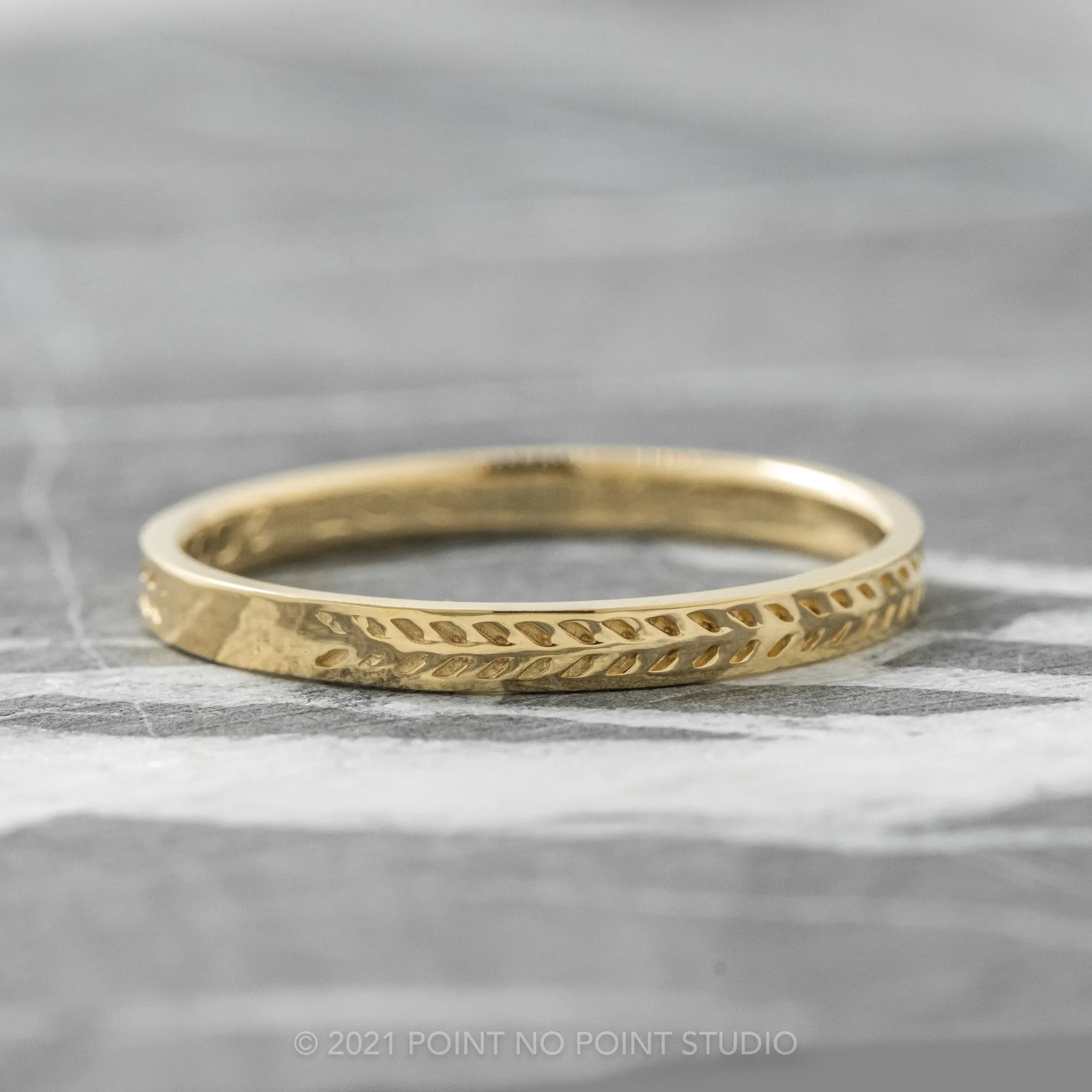 Eco Friendly Chevron Wedding Band, 14K Yellow Gold