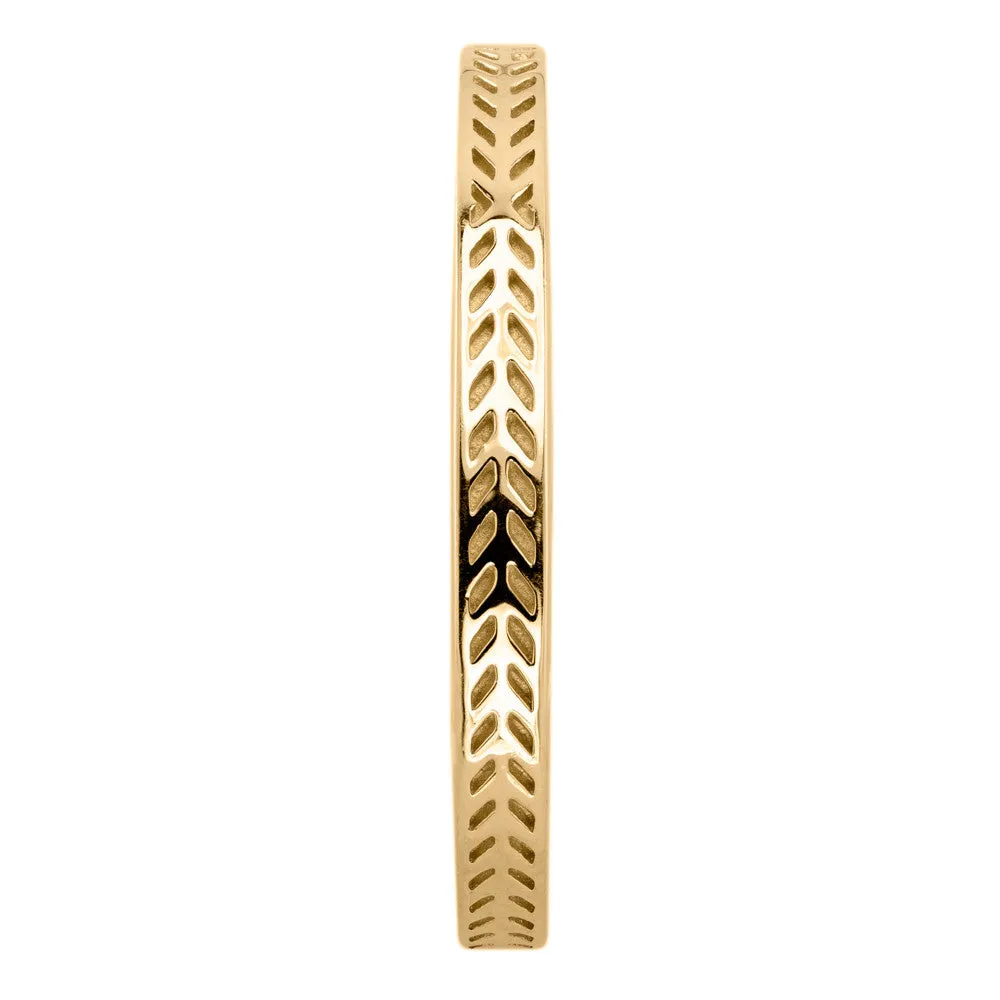 Eco Friendly Chevron Wedding Band, 14K Yellow Gold