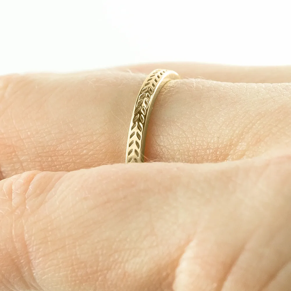 Eco Friendly Chevron Wedding Band, 14K Yellow Gold