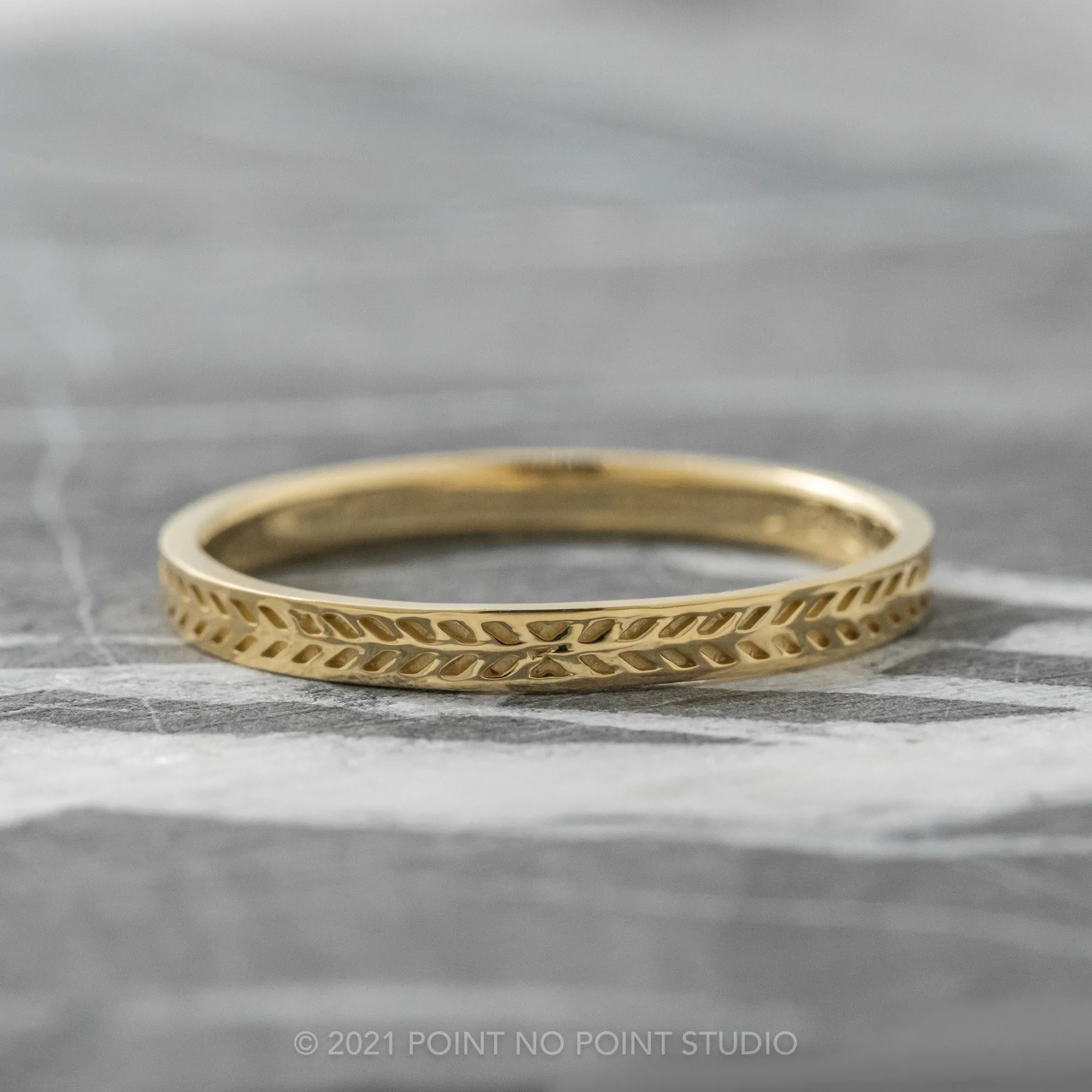 Eco Friendly Chevron Wedding Band, 14K Yellow Gold
