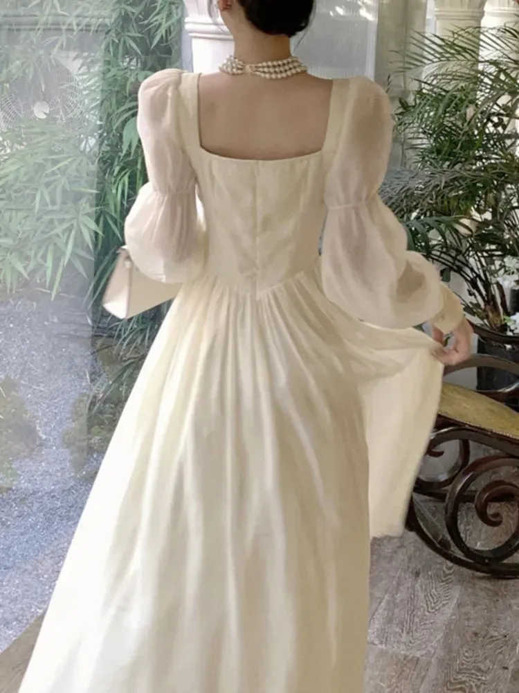 Elegant Fashion Casual Midi Party Dress Autumn Vintage A-Line Party Chic Dress