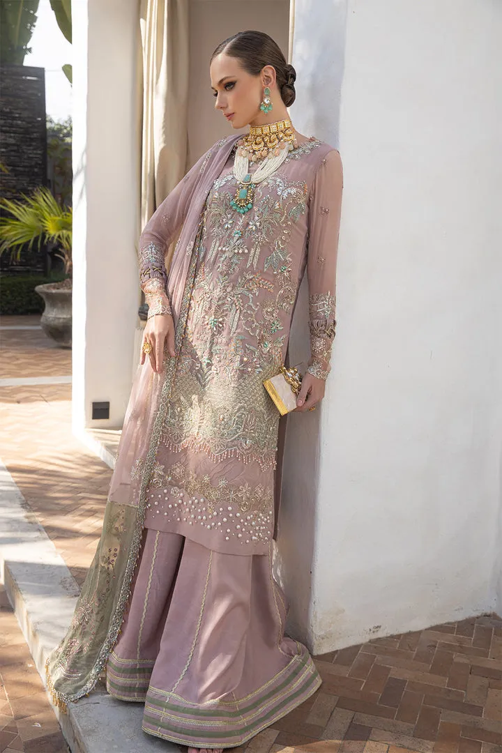 Elegant Tea Pink Embroidered Kameez Sharara Pakistani Wedding Dress