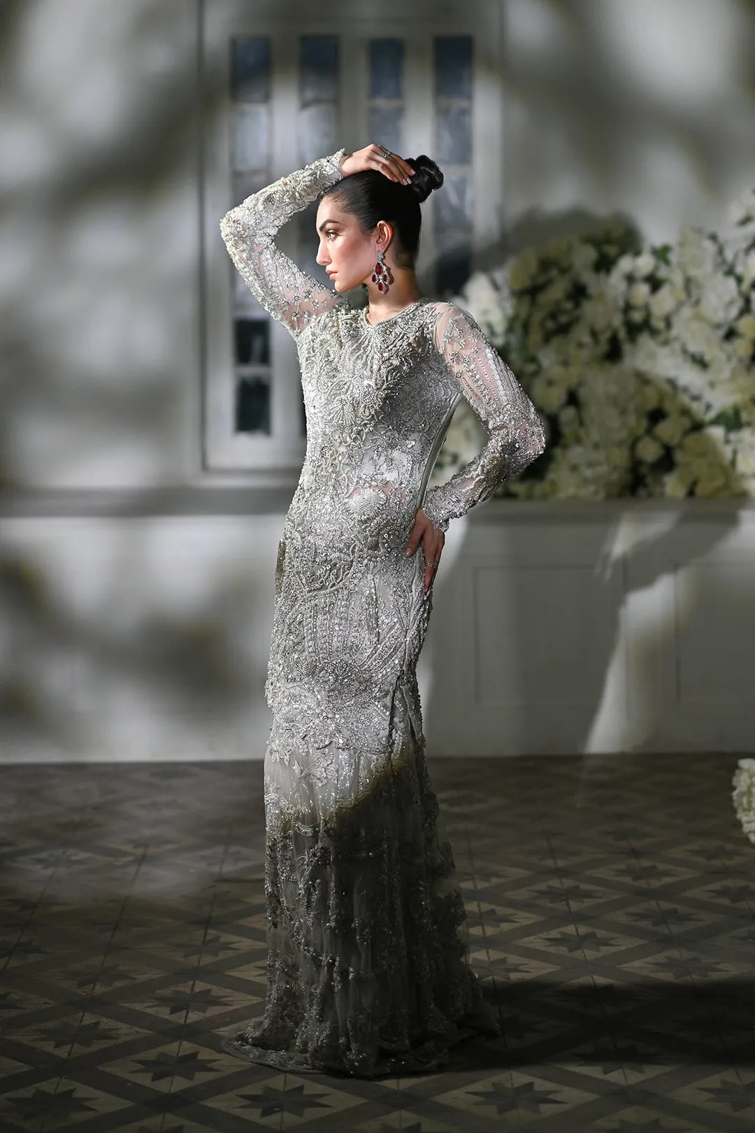Embellished Kameez and Sharara Pakistani Wedding Dress