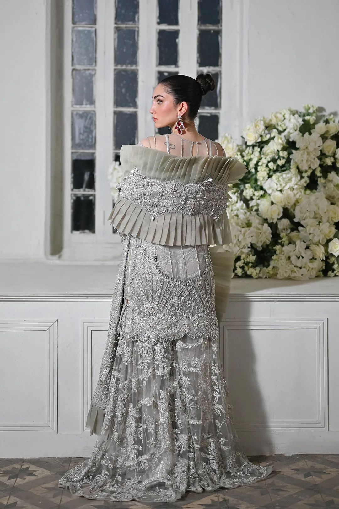 Embellished Kameez and Sharara Pakistani Wedding Dress