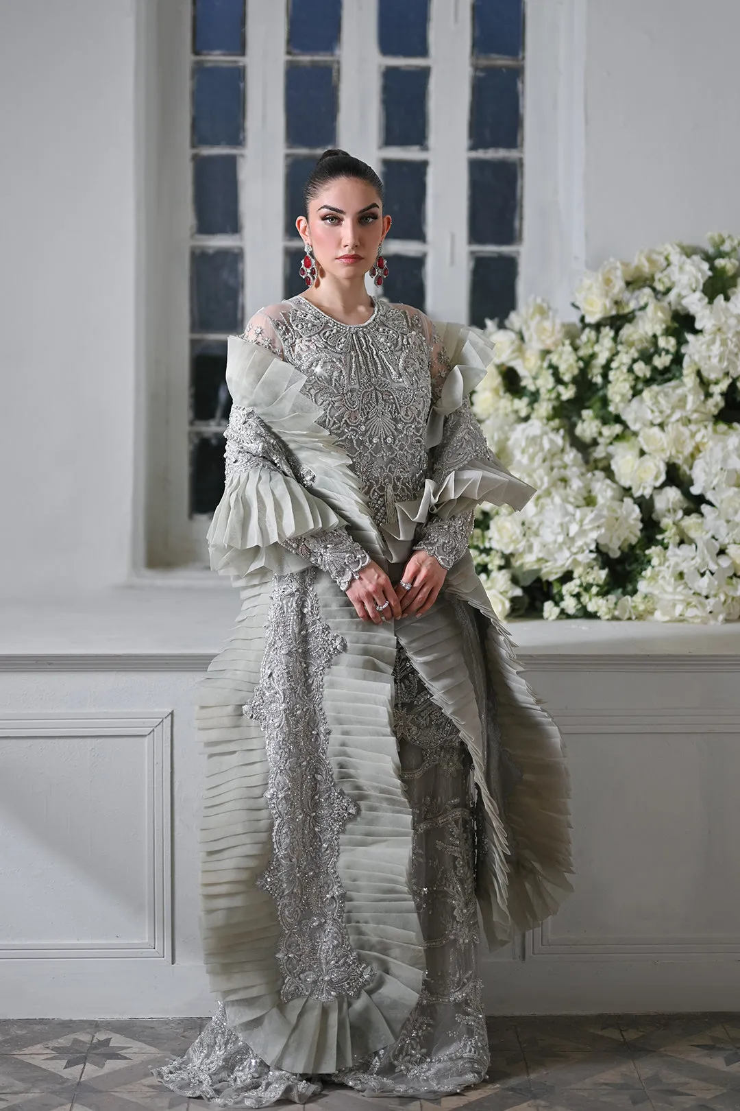 Embellished Kameez and Sharara Pakistani Wedding Dress
