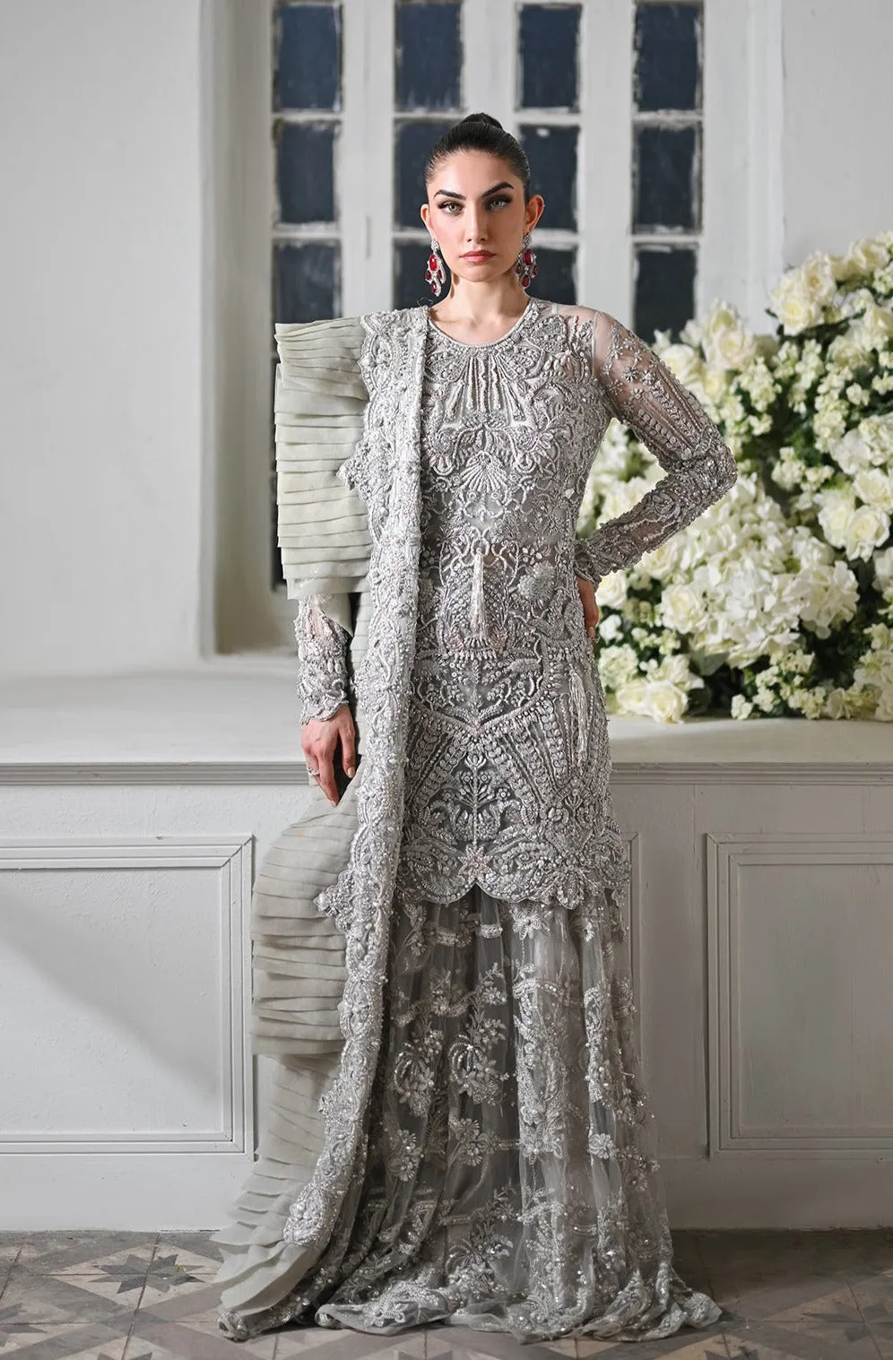 Embellished Kameez and Sharara Pakistani Wedding Dress