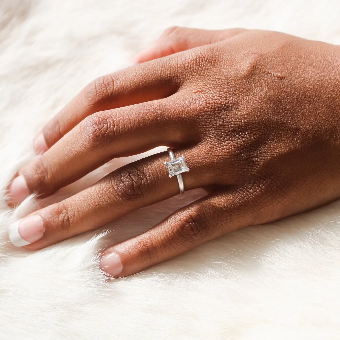 Emerald Cut White Topaz   Sterling Silver Engagement Ring // Made to Order