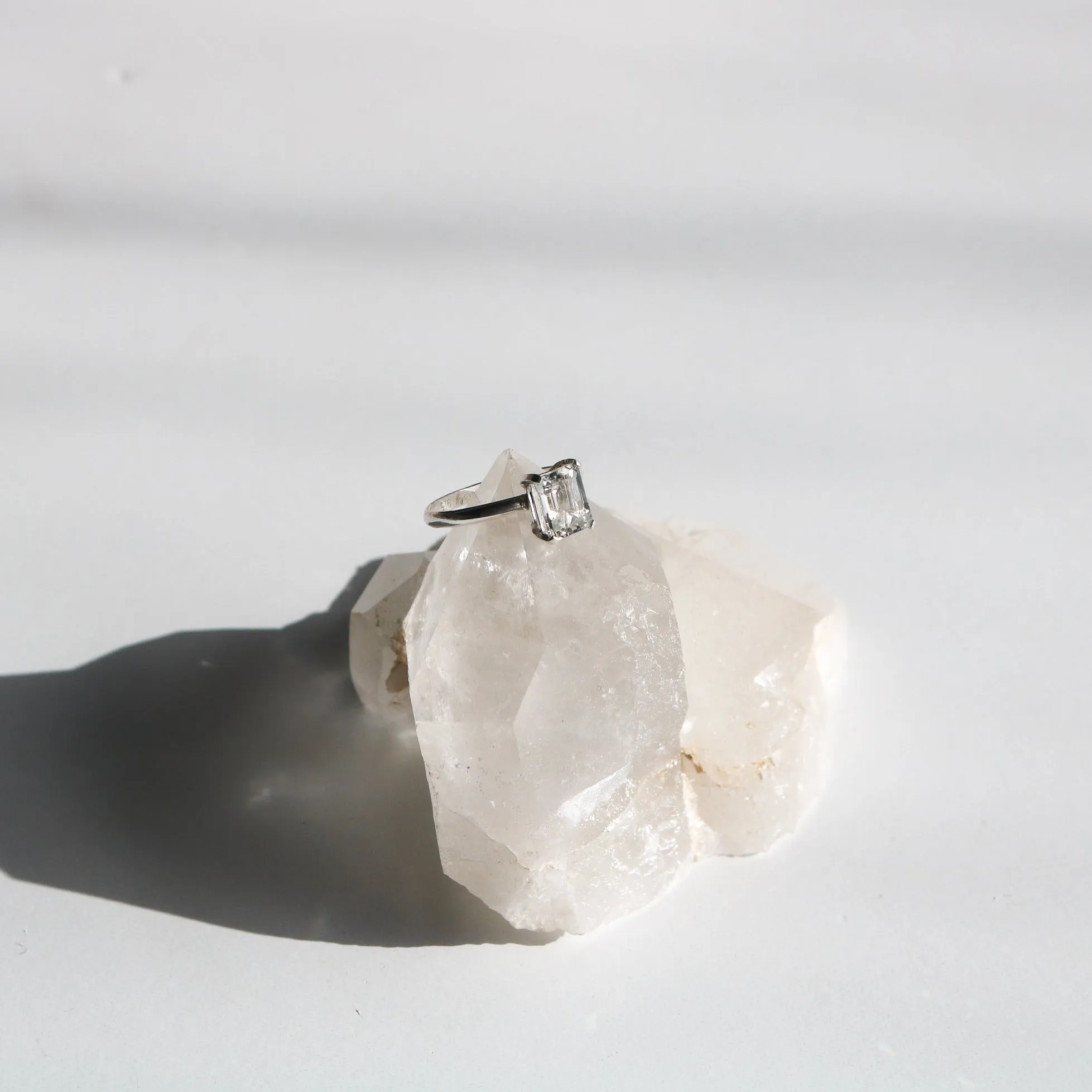 Emerald Cut White Topaz   Sterling Silver Engagement Ring // Made to Order