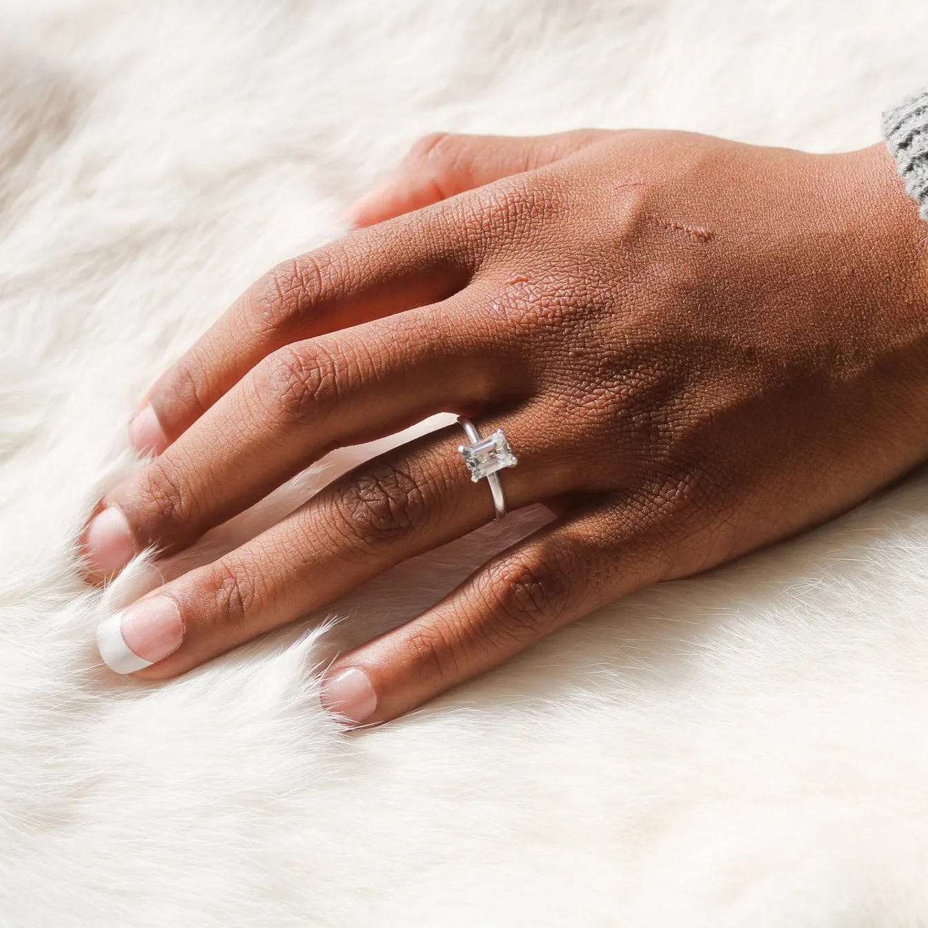 Emerald Cut White Topaz   Sterling Silver Engagement Ring // Made to Order