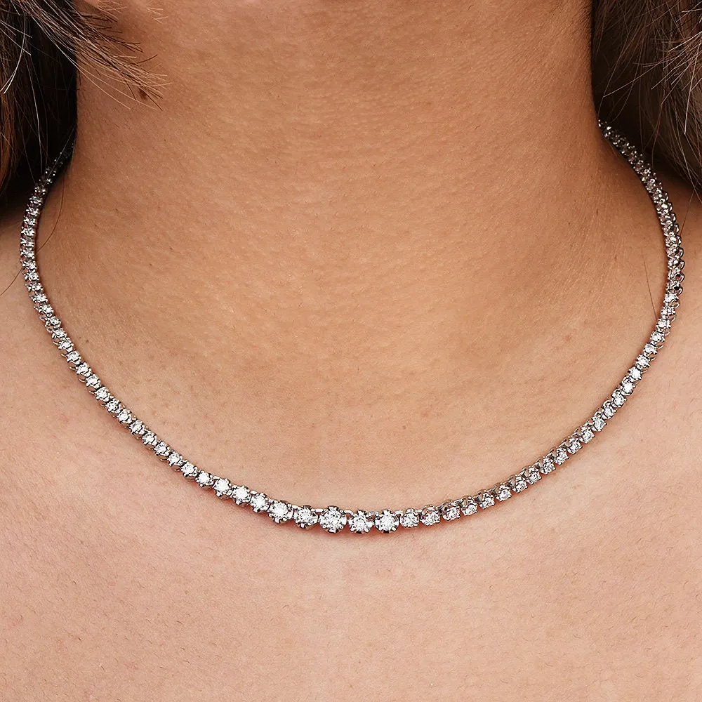 Estate 5.00ct Diamond and Platinum Tennis Line Necklace