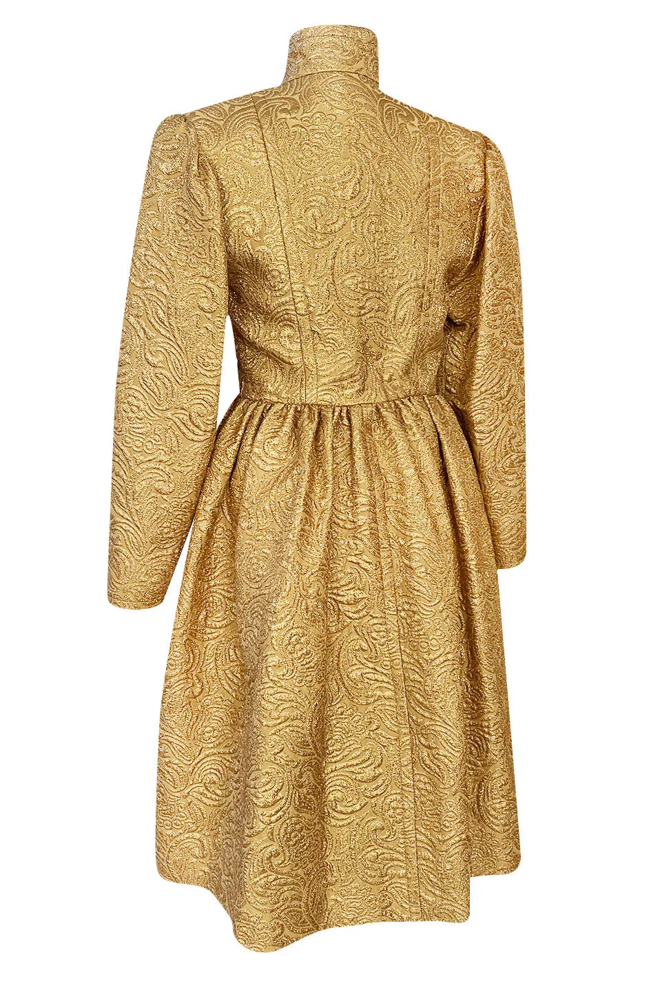 Extraordinary Fall 1991 Yves Saint Laurent Well Documented Gold Brocade Coat W Jewel Buttons