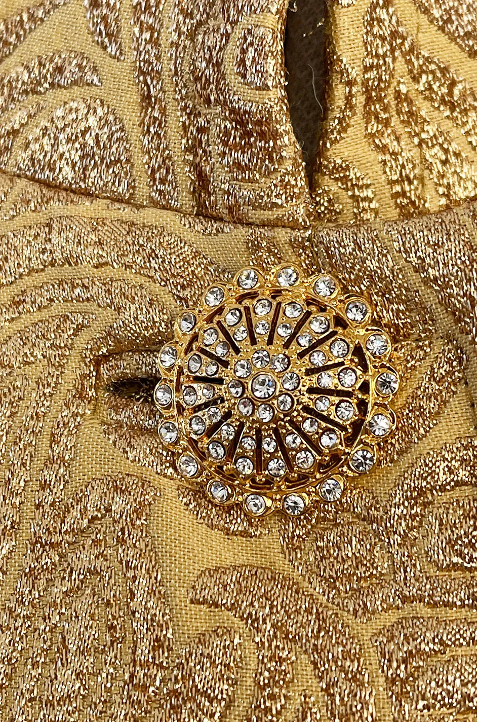 Extraordinary Fall 1991 Yves Saint Laurent Well Documented Gold Brocade Coat W Jewel Buttons