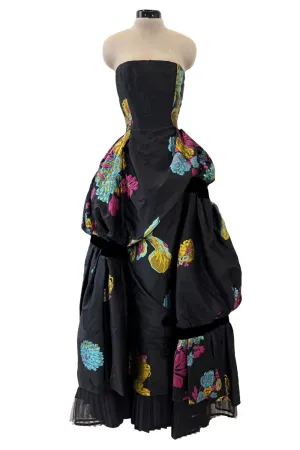 Fall 1999 Christian Lacroix Runway Strapless Floral Silk Brocade Dress