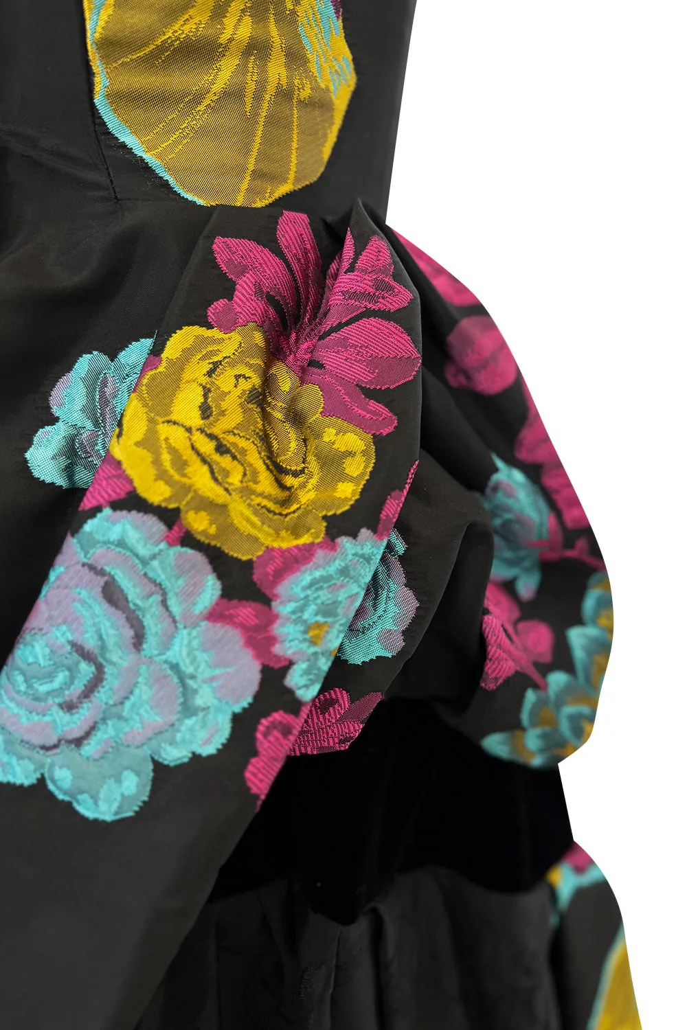 Fall 1999 Christian Lacroix Runway Strapless Floral Silk Brocade Dress