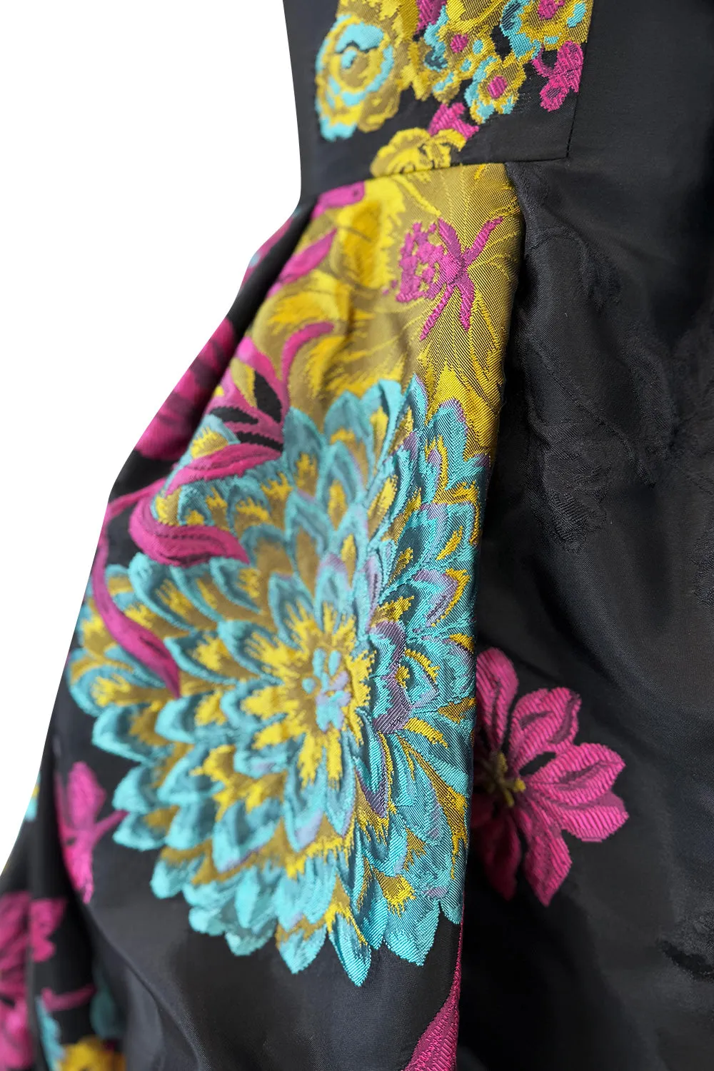 Fall 1999 Christian Lacroix Runway Strapless Floral Silk Brocade Dress