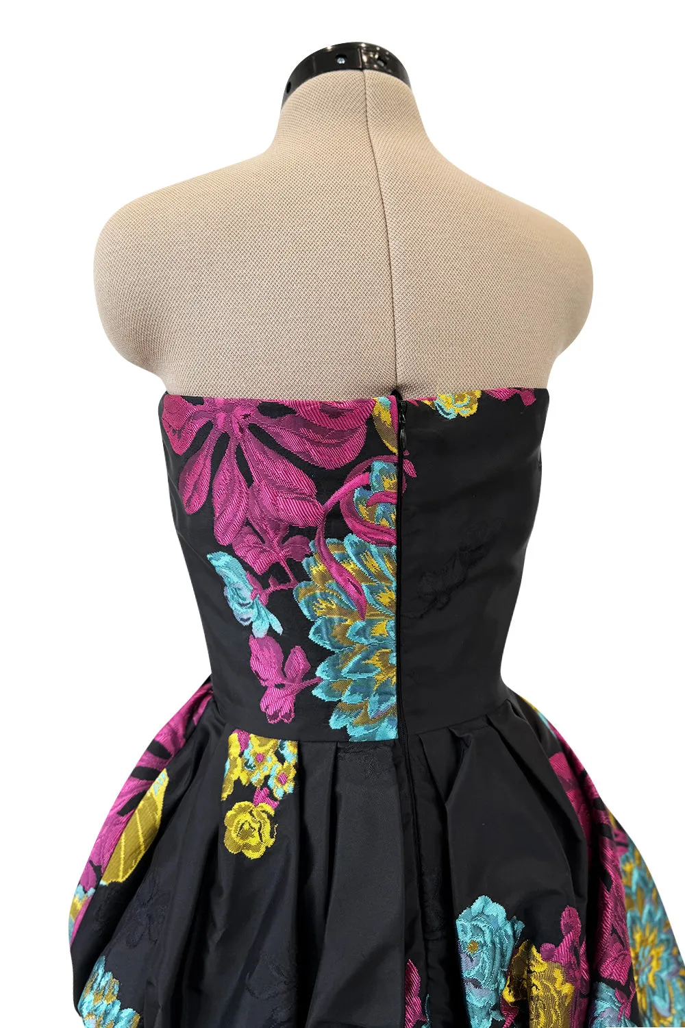 Fall 1999 Christian Lacroix Runway Strapless Floral Silk Brocade Dress