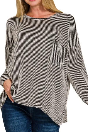 Fall Festival Black Oversized Striped Top