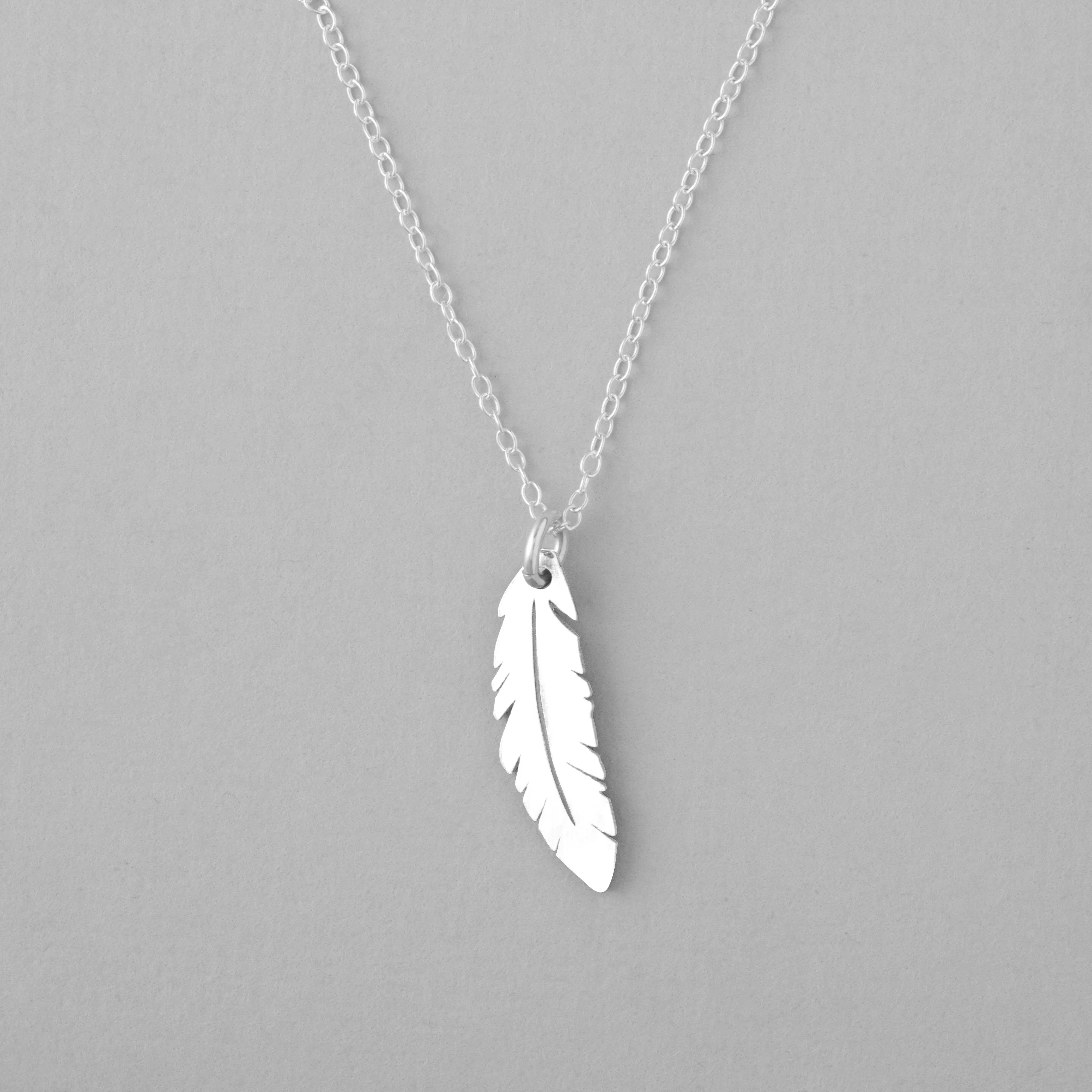 Feather Necklace - Solid Sterling Silver