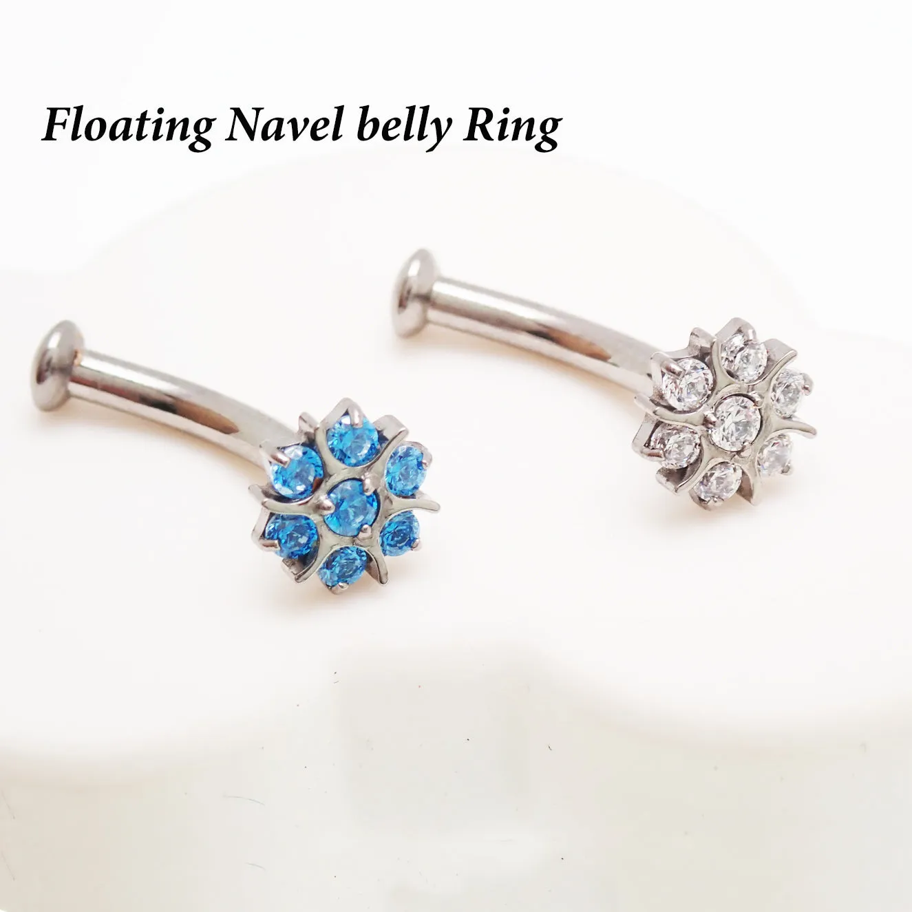 Floating Titanium Belly Bar Piercing 14g