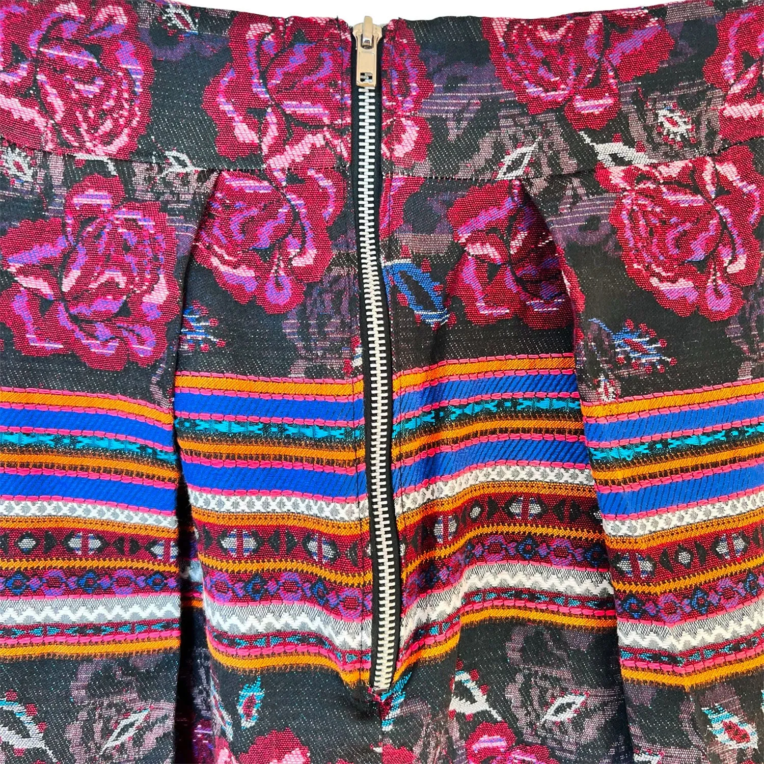 Floral Midi Skirt in Cherry Red & Blue