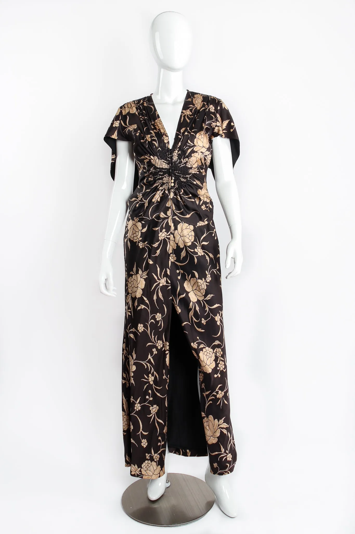 Floral Satin Smocked Waist Dress
