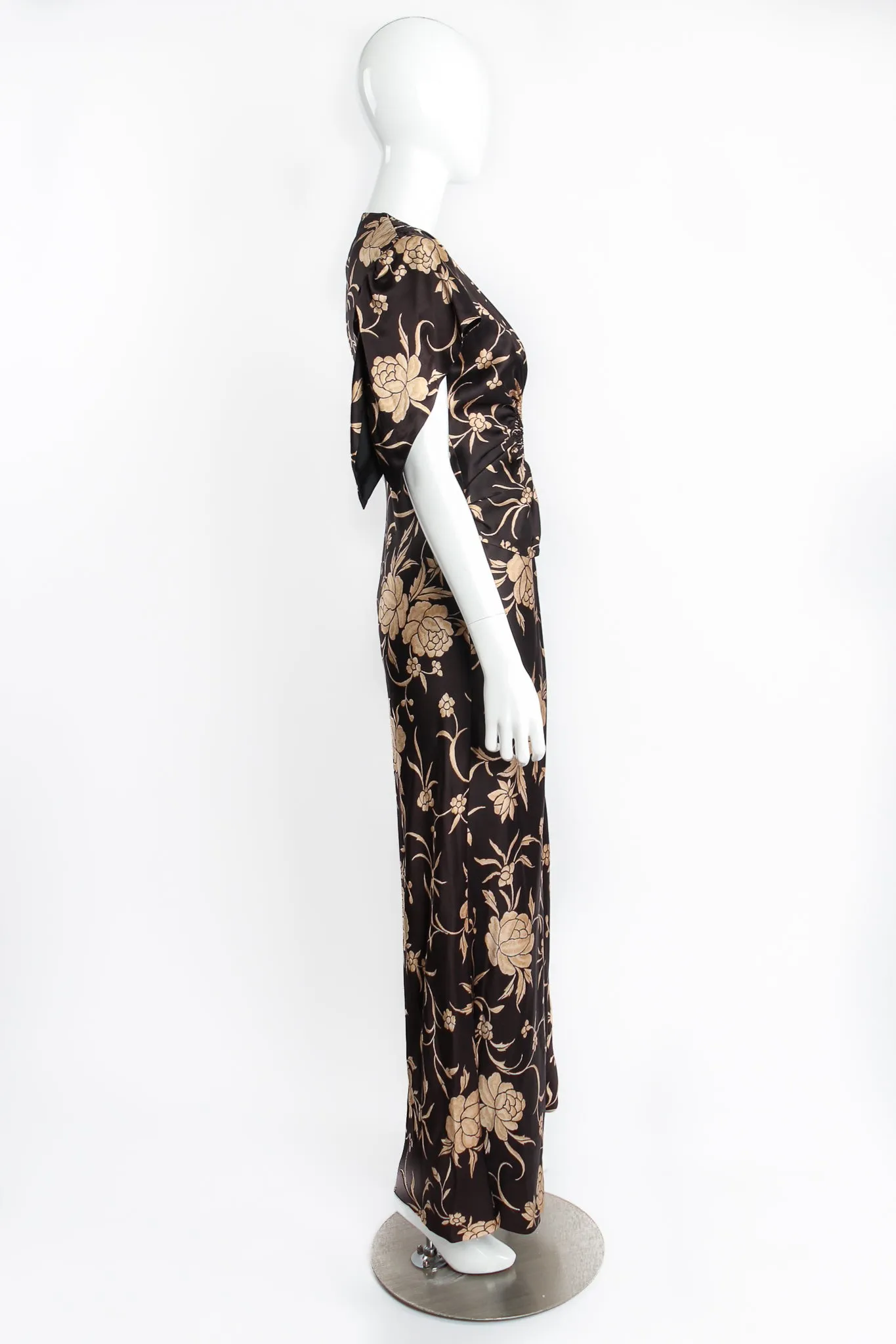 Floral Satin Smocked Waist Dress