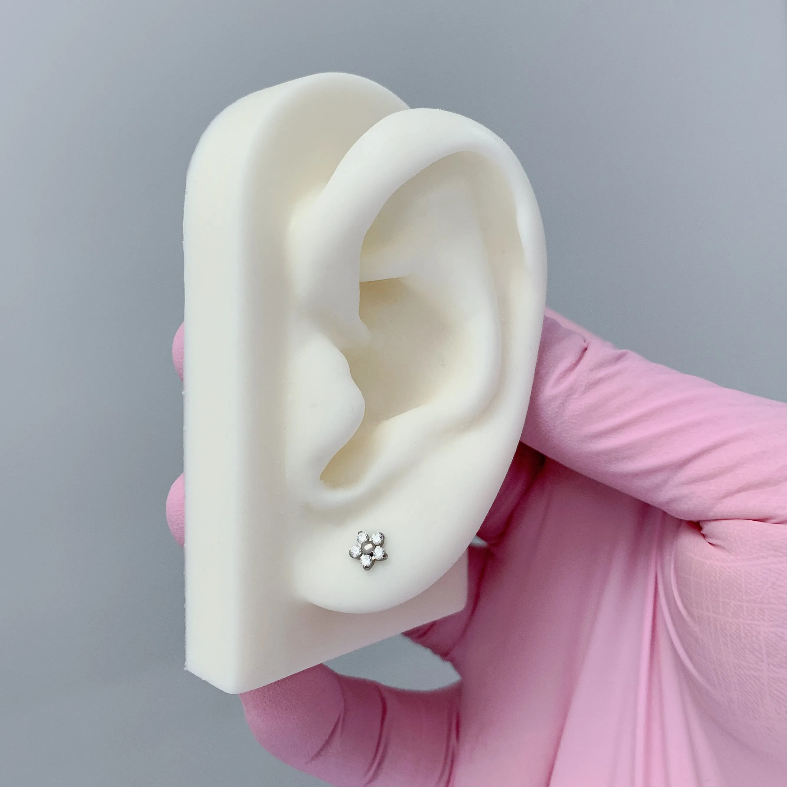 Flower with 1.5mm CZs Threadless End