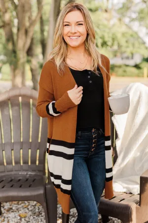 Following Fate Long Knit Cardigan- Dark Camel