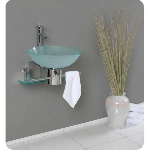 Fresca FVN1012 Cristallino Modern Glass Bathroom Vanity with Frosted Vessel Sink