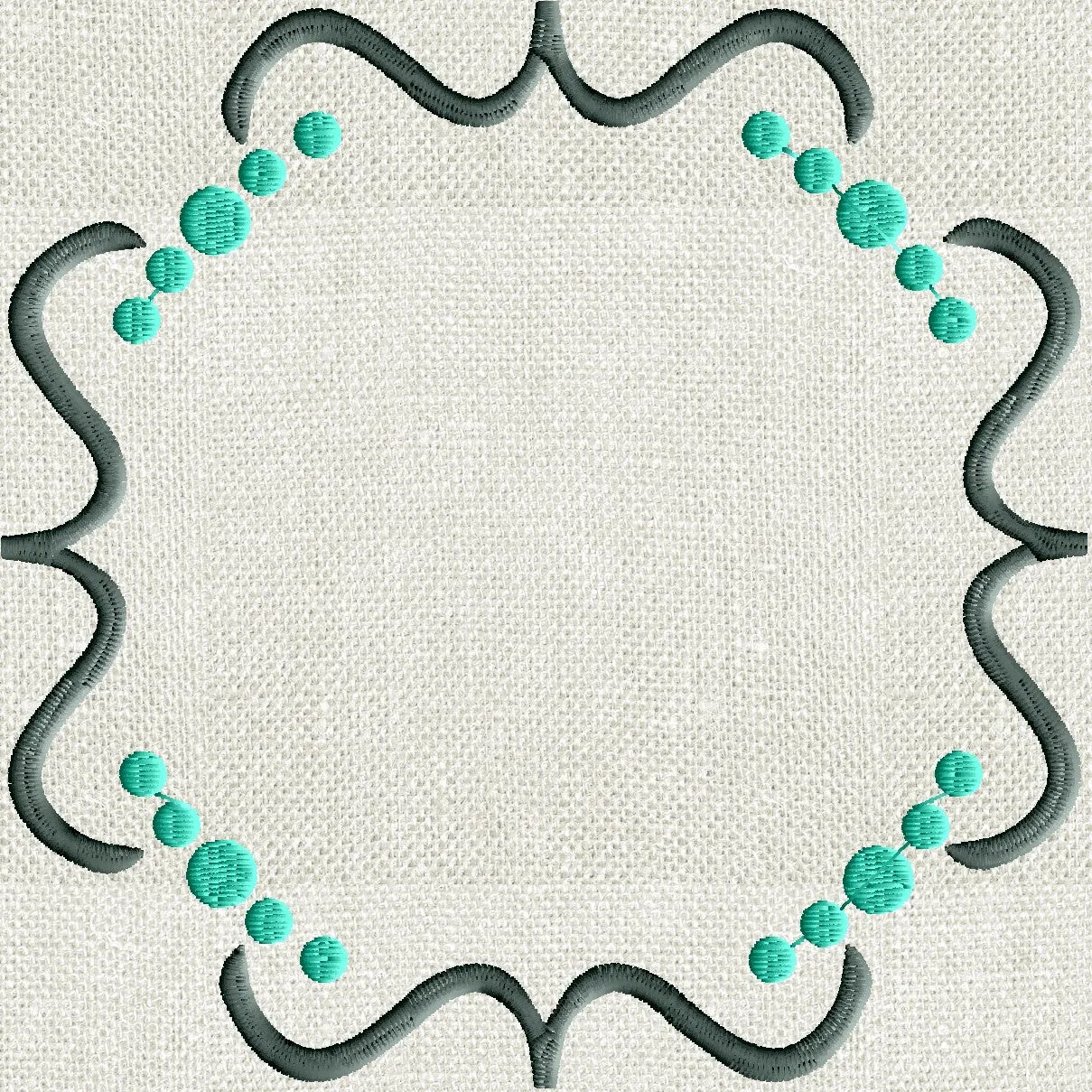 Fun Squiggle Dots Scroll Font Frame Monogram Design -Font not included - EMBROIDERY DESIGN FILE - Instant download - Hus Dst Exp Jef Pes