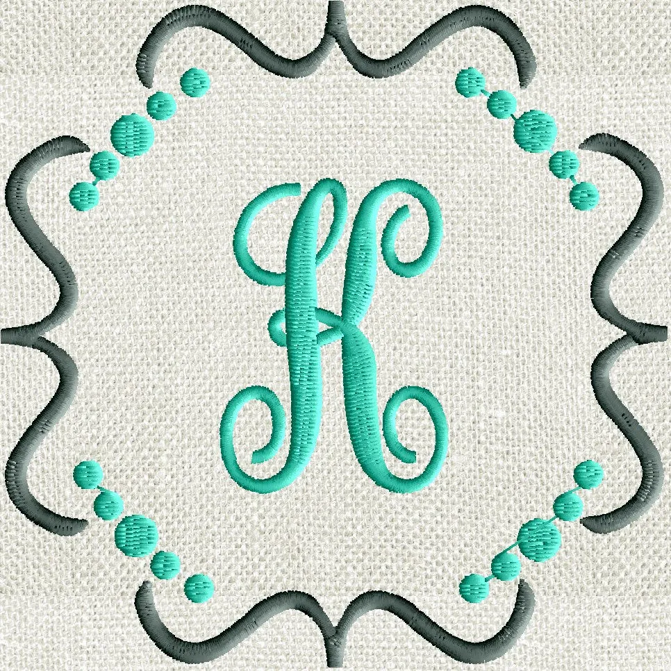 Fun Squiggle Dots Scroll Font Frame Monogram Design -Font not included - EMBROIDERY DESIGN FILE - Instant download - Hus Dst Exp Jef Pes
