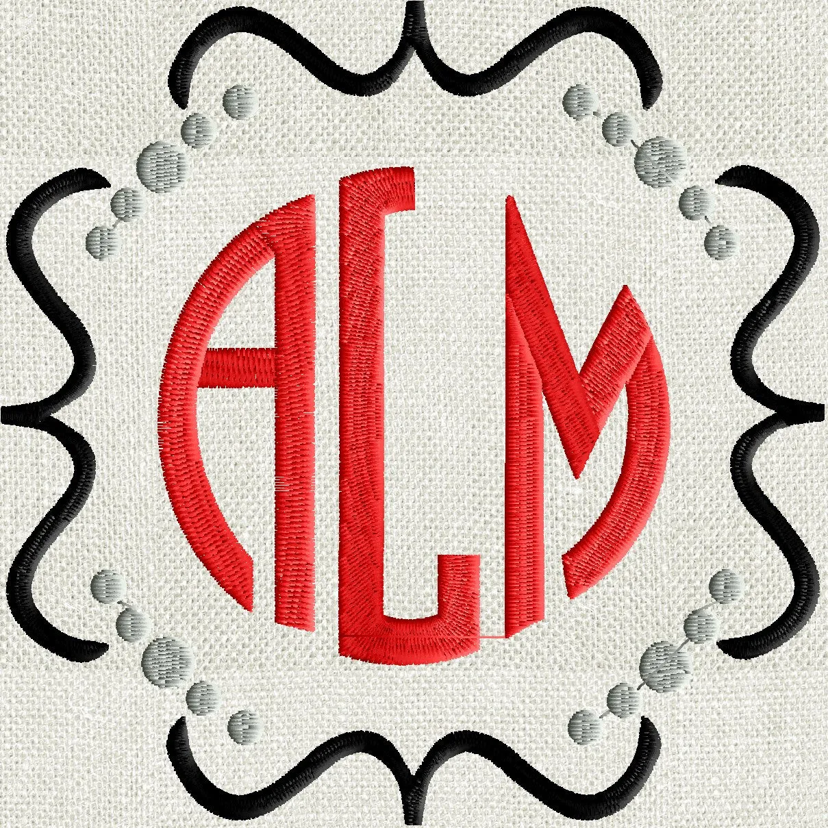 Fun Squiggle Dots Scroll Font Frame Monogram Design -Font not included - EMBROIDERY DESIGN FILE - Instant download - Hus Dst Exp Jef Pes