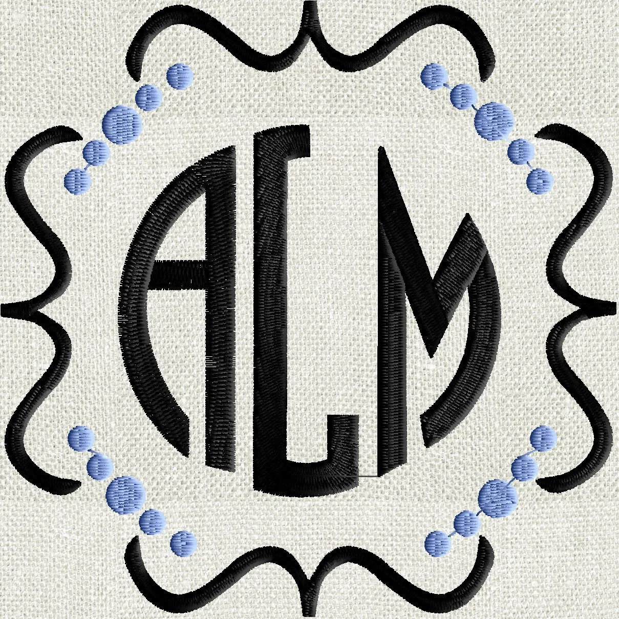 Fun Squiggle Dots Scroll Font Frame Monogram Design -Font not included - EMBROIDERY DESIGN FILE - Instant download - Hus Dst Exp Jef Pes