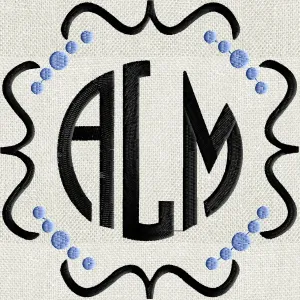 Fun Squiggle Dots Scroll Font Frame Monogram Design -Font not included - EMBROIDERY DESIGN FILE - Instant download - Hus Dst Exp Jef Pes