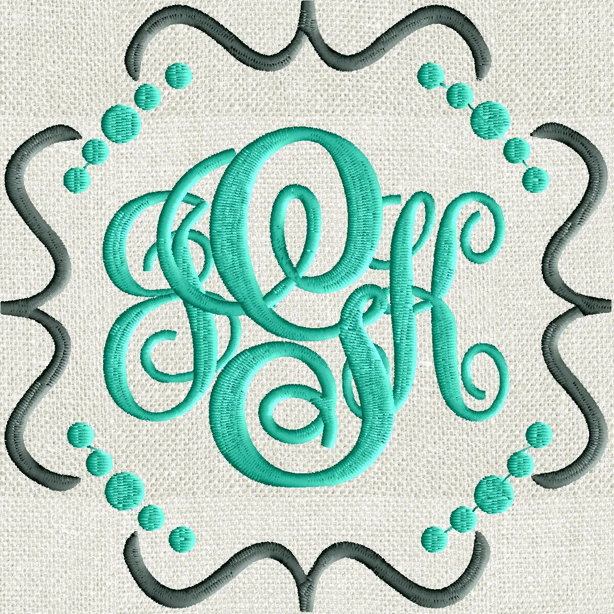 Fun Squiggle Dots Scroll Font Frame Monogram Design -Font not included - EMBROIDERY DESIGN FILE - Instant download - Hus Dst Exp Jef Pes