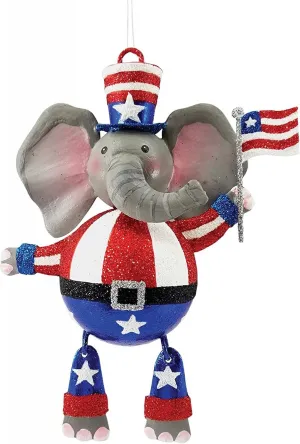 Gallerie II Republican Patriotic USA Elephant Ornament