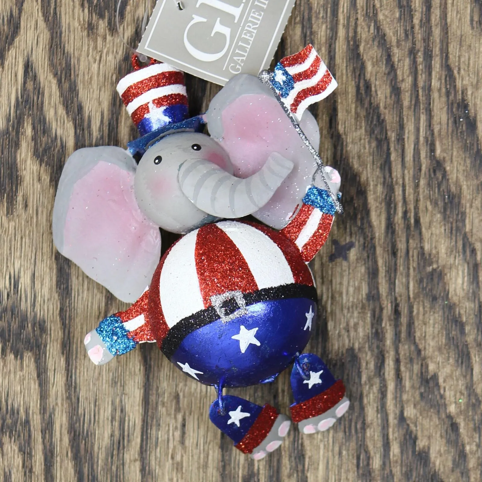 Gallerie II Republican Patriotic USA Elephant Ornament