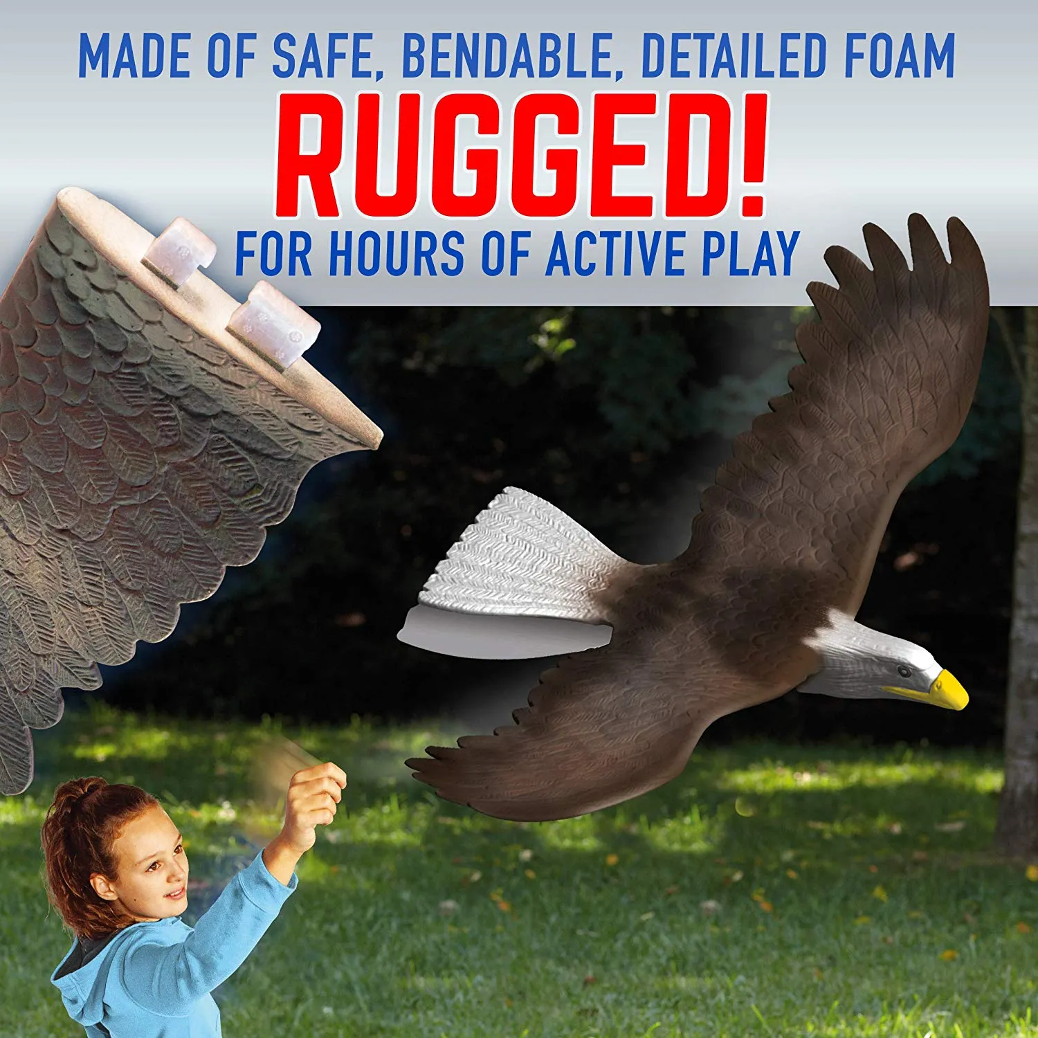GeoGlide Giant Freedom EAGLE Realistic Soaring Bird Glider with 33" Wingspan